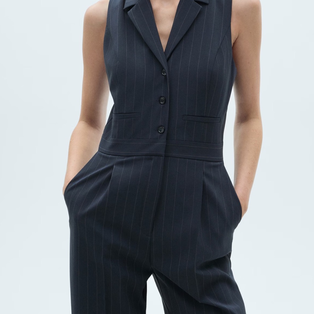 MANGO LONG PINSTRIPE JUMPSUIT